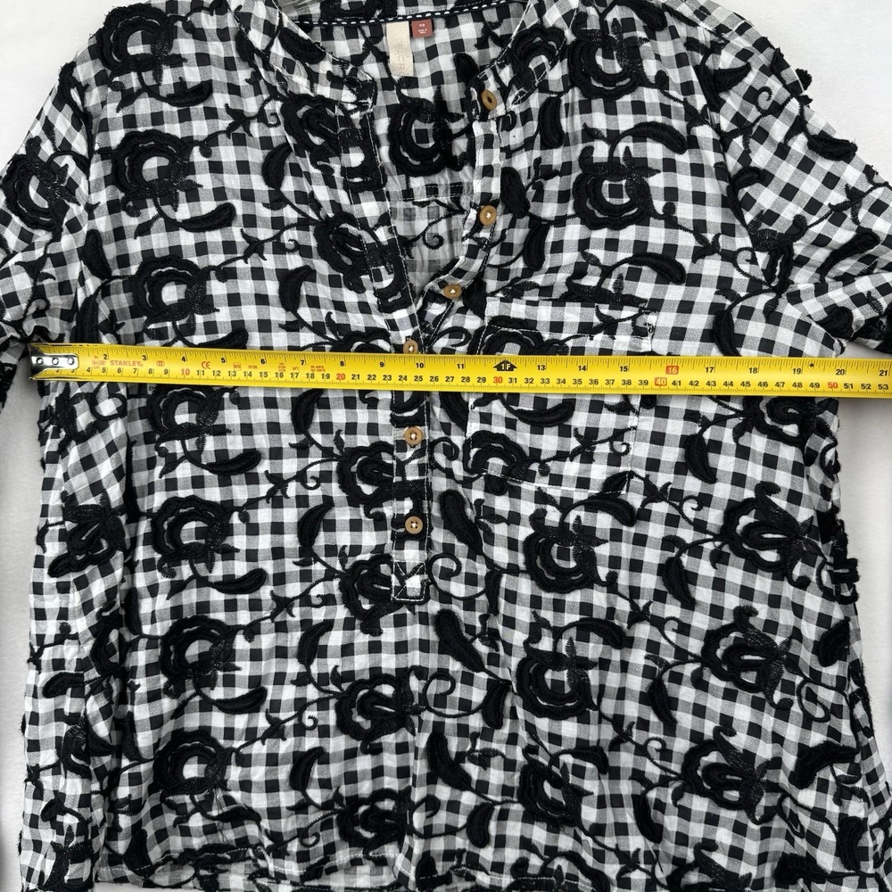 Pilcro Anthropologie Women's Sz XS The Whitney Trapeze Top B/W Embroidered - Picture 7 of 11